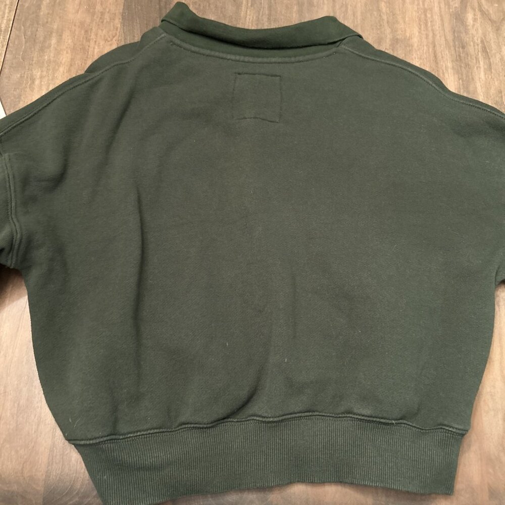 Madewell‎ MWL Betterterry Crop Polo Sweatshirt Forest Green Size XS - Picture 5 of 7
